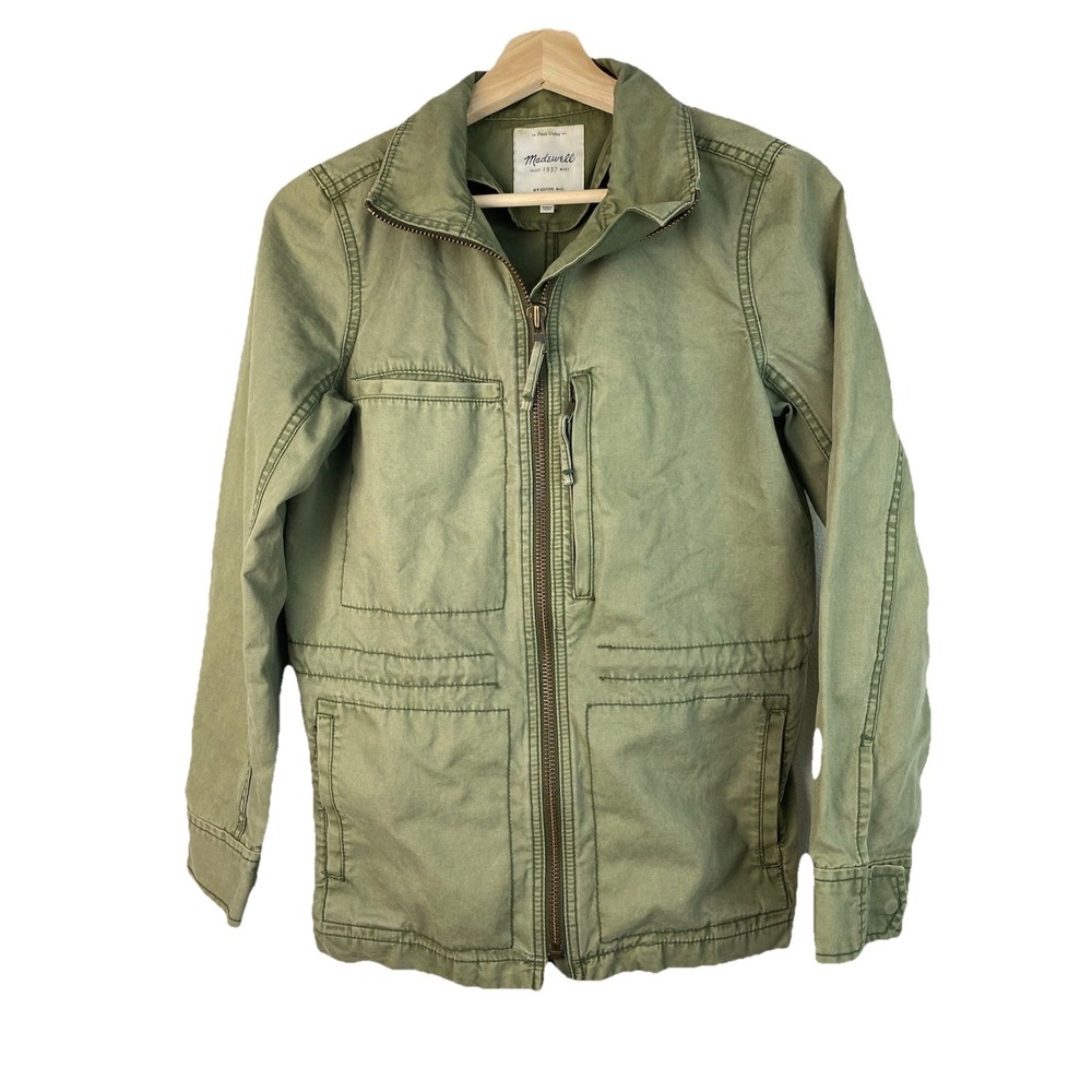 Madewell Women's S Green Full Zip Cotton Utility Military Anorak Jacket